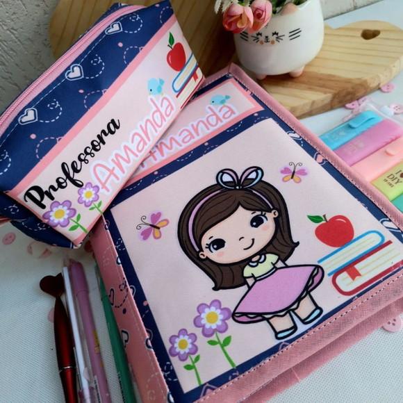 Kit capa de agenda + estojo box personalizado
