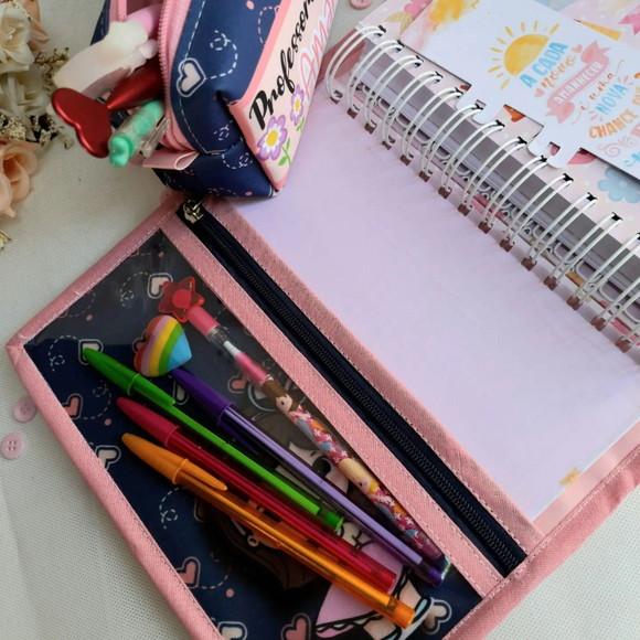 Kit capa de agenda + estojo box personalizado