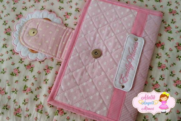 kit capa de carteira de vacinação + necessaire Ursinha