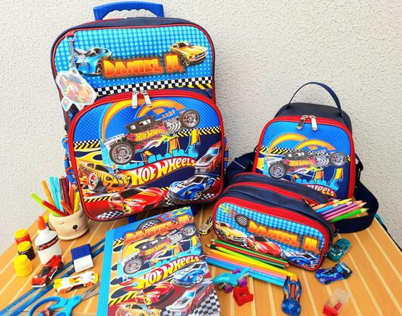 Kit Completo Escolar 4 Peças Hotweels