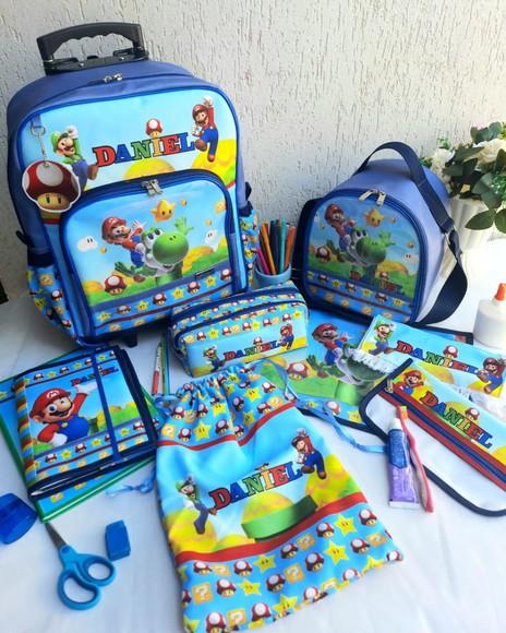 Kit Completo Escolar/ Creche 09 Peças Mario