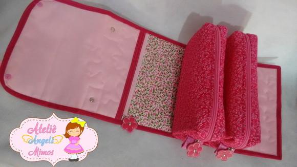 Kit corujinha Bolsa + frasqueira 3 em 1