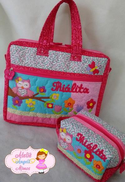 Kit corujinha Bolsa Notebook + frasqueira box