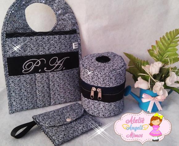 Kit de carro 3 peças (Lixeira +porta papel+porta documentos