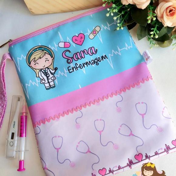 Kit enfermagem porta jaleco + estojo P