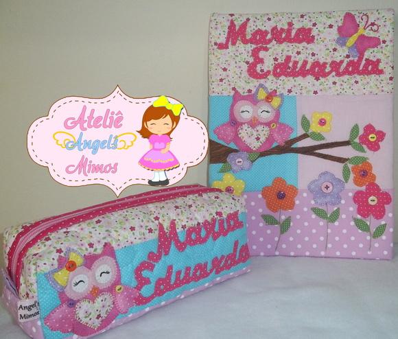 Kit escolar personalizado corujinha