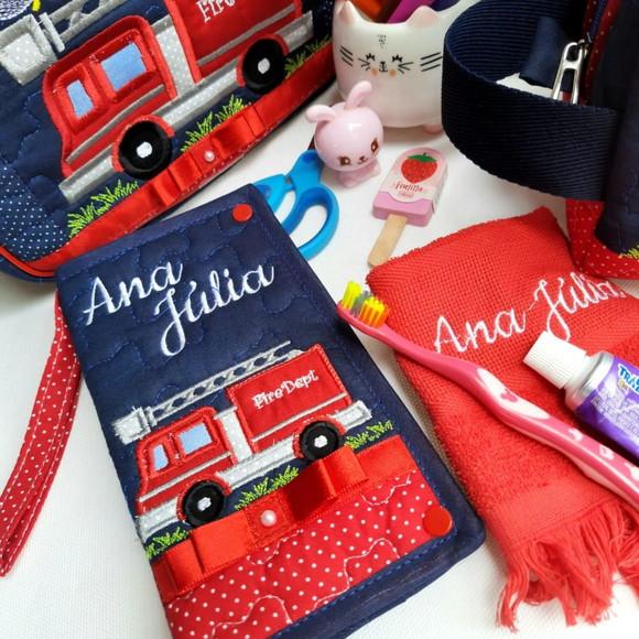 Kit escolar/Kit creche bombeiro (a) personalizado 4 peças