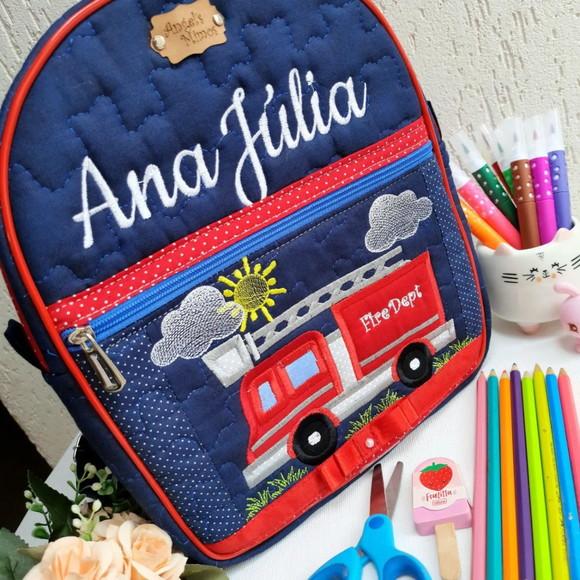 Kit escolar/Kit creche bombeiro (a) personalizado 4 peças