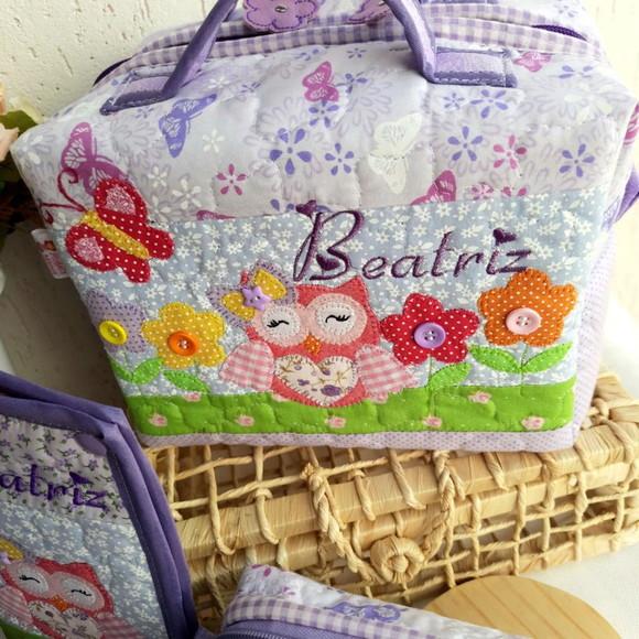 Kit escolar/Kit creche corujunha personalizado 5 peças