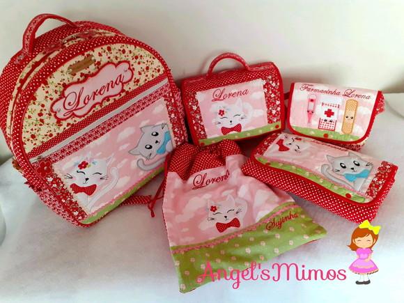 Kit escolar/Kit creche Gatinhos personalizado 5 peças