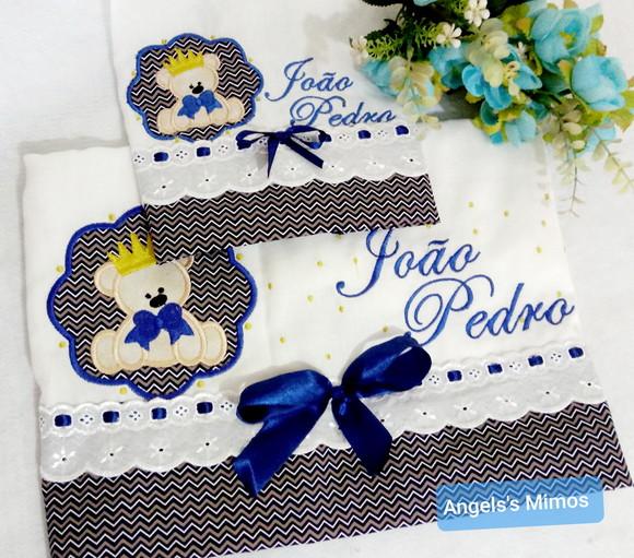 Kit fralda de ombro + fralda de boca Urso Príncipe