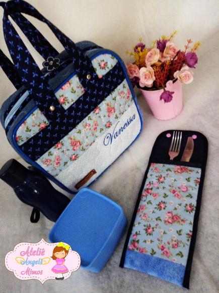 Bolsa professora, estojo, lancheira termica, e porta talheres per