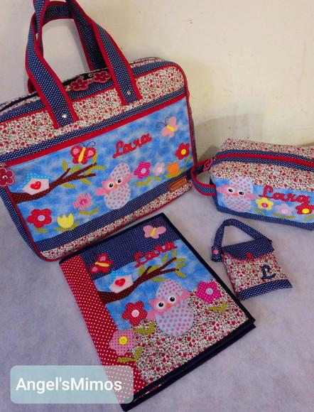 Bolsa professora, estojo, capa de caderno personalizado