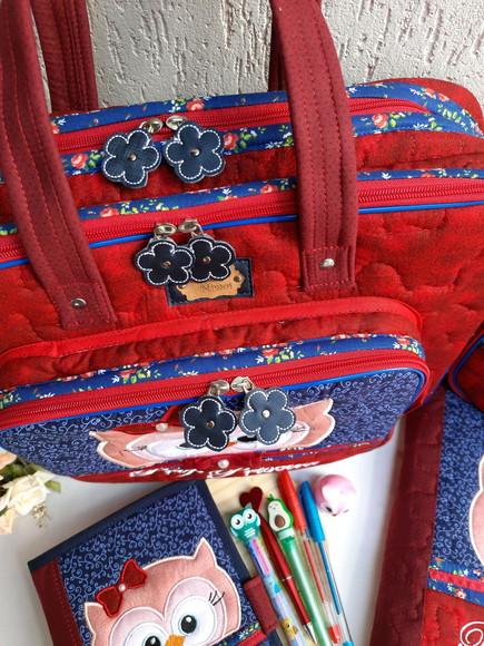 Bolsa Professora, frasqueira, capa de caderno e pasta organizador