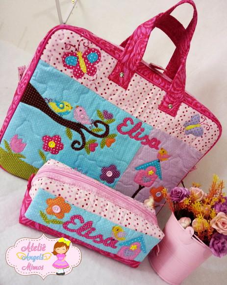 kit professor bolsa + estojo Love Birds