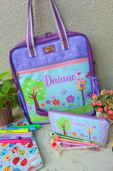 Bolsa Professora e es tojo personalizado tons de roxo e lilas