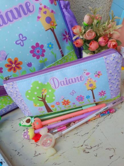 Bolsa Professora e es tojo personalizado tons de roxo e lilas