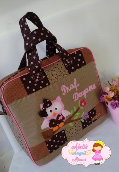 Bolsa Professora, estojo e capa de caderno personalizada