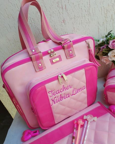 Bolsa Professora com divisões, estojo com divisões e capa noteb