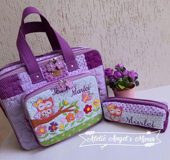 Bolsa Professora, estojo personalizado Lilas