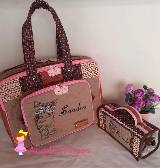Bolsa Professora com 3 divisões e estojo com 4 divisões persona