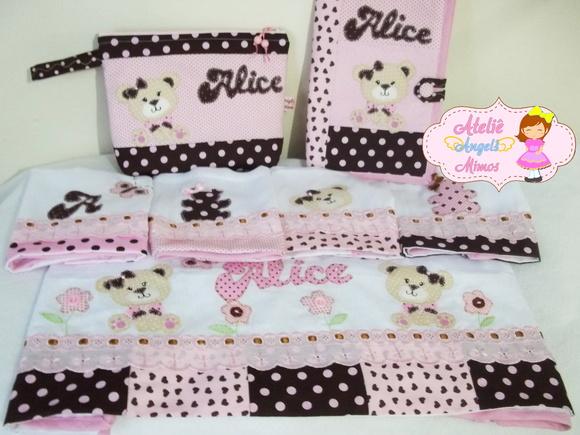 Kit Ursinha Marrom e rosa