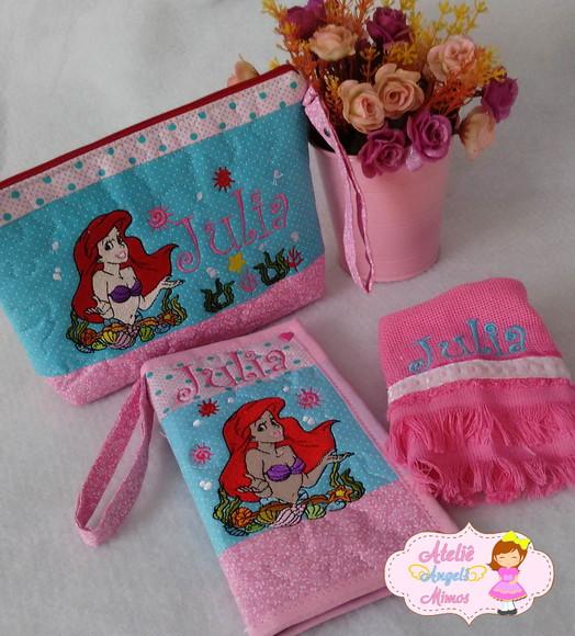 kit viagem/escolar/creche pequena sereia