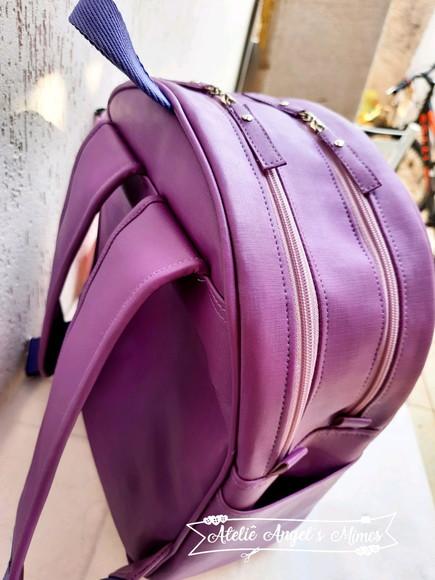 Mochila 3 divisoes G lilás couro sintético