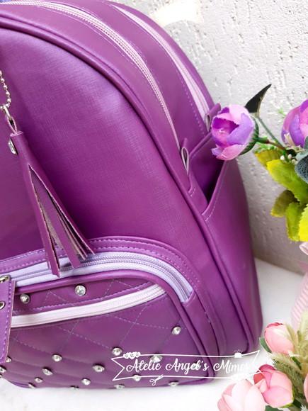 Mochila 3 divisoes G lilás couro sintético