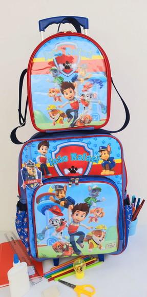 Mochila de Rodinhas, Estojo e Lancheira Patrulha Canina