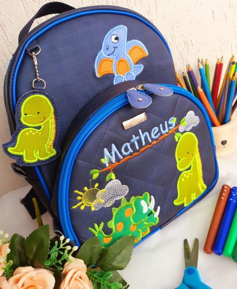 Mochila M Infantil couro sintético Dinossauro