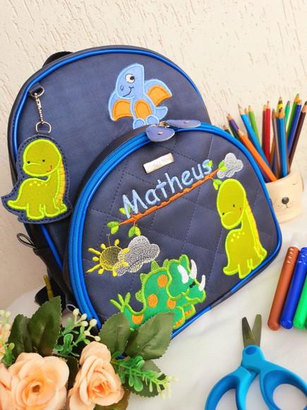 Mochila M Infantil couro sintético Dinossauro