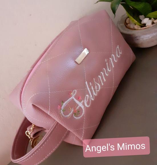 Necessaire box couro sintético + toalha lavabo personalizada