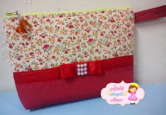 Necessaire Floral G Vermelha