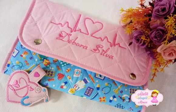 Porta estetoscópio personalizado + chaveiro