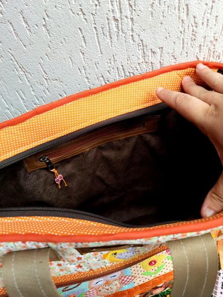 professor bolsa GG corujinha laranja e marrom