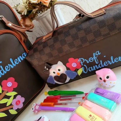 Bolsa 3 Divisões + Frasqueira Ggmaterial Sintético Corujinha