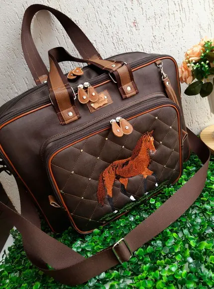 Bolsa 3 divisões material sintético Cavalo com alça transver