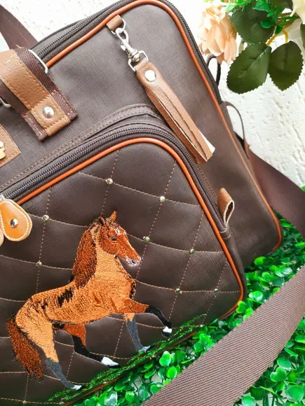 Bolsa 3 divisões material sintético Cavalo com alça transver