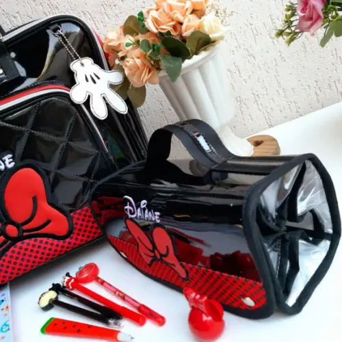 Bolsa 3 Divisões Minnie + Estojo 4 Divisões
