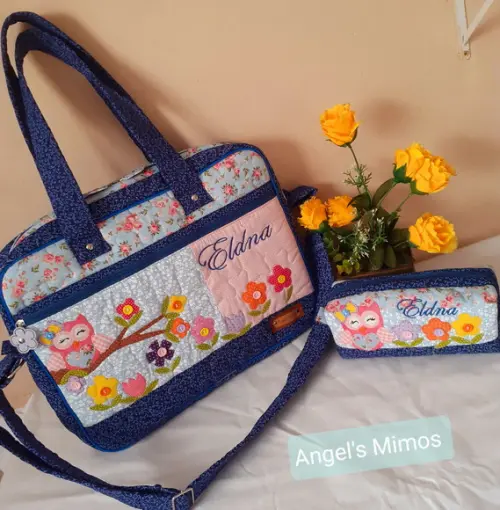 Bolsa alça transversal corujinha +estojo box