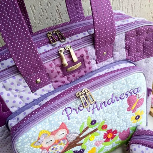 Bolsa Bolsa 3 Divisões + Estojo Corujinha