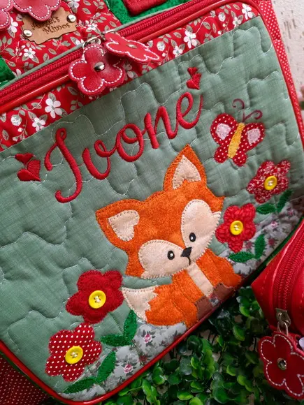 Bolsa bolsa 3 divisões +estojo Box raposinha