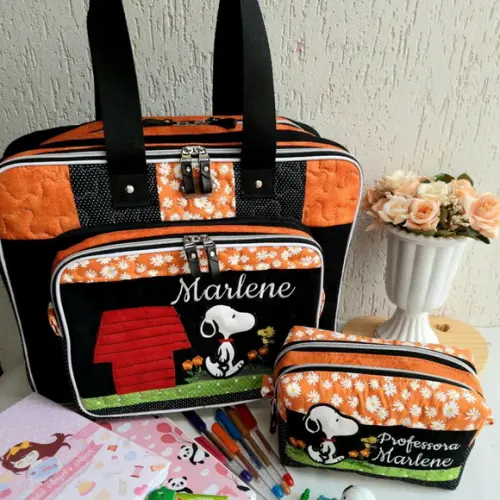 Bolsa Bolsa 3 Divisões +estojo Duplo Snoopy
