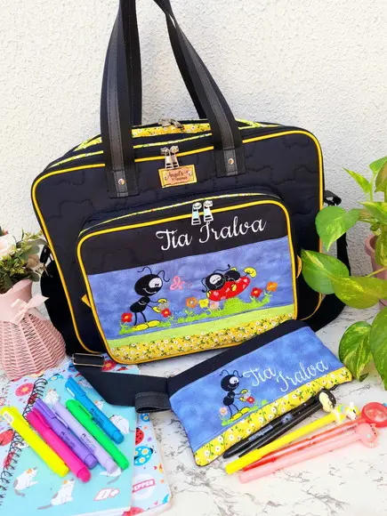 Bolsa Bolsa 3 Divisões com Alça Transversal e Estojo