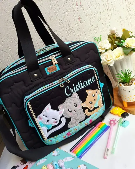 Bolsa Bolsa 3 Divisões com Alça Transversal Gatinhos