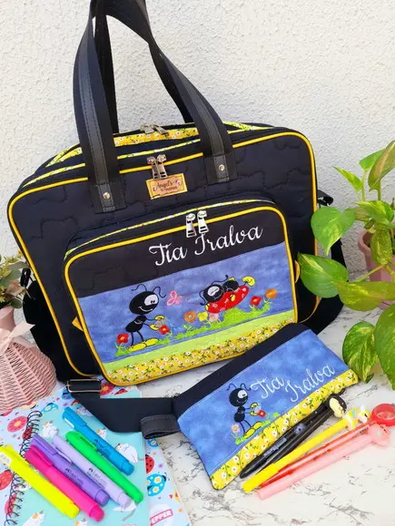 Bolsa Bolsa 3 Divisões com Alça Transversal e Estojo