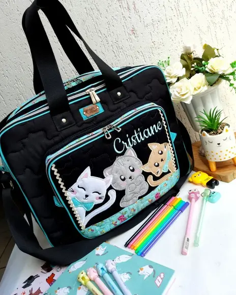 Bolsa Bolsa 3 Divisões com Alça Transversal Gatinhos