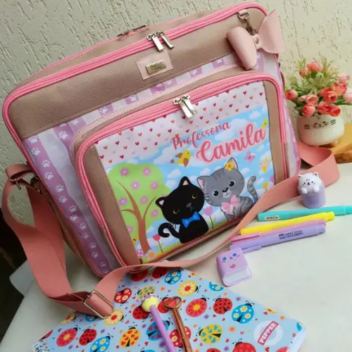 Bolsa Bolsa 3 Divisões com Alça Transversal Gatinhos