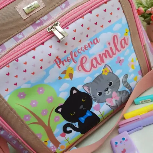 Bolsa Bolsa 3 Divisões com Alça Transversal Gatinhos